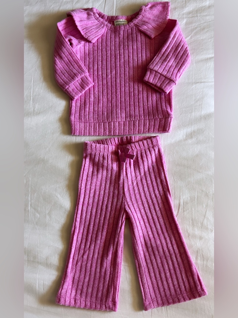 First Impressions Baby Girls 2pc. Wide Rib Soft and Cozy Top and Pants Set